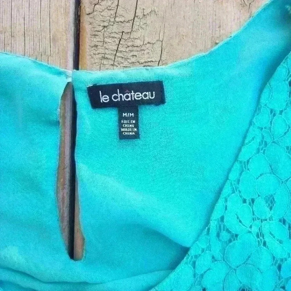 LA CHATEAU TEAL LACE TANK TOP - Picture 7 of 8